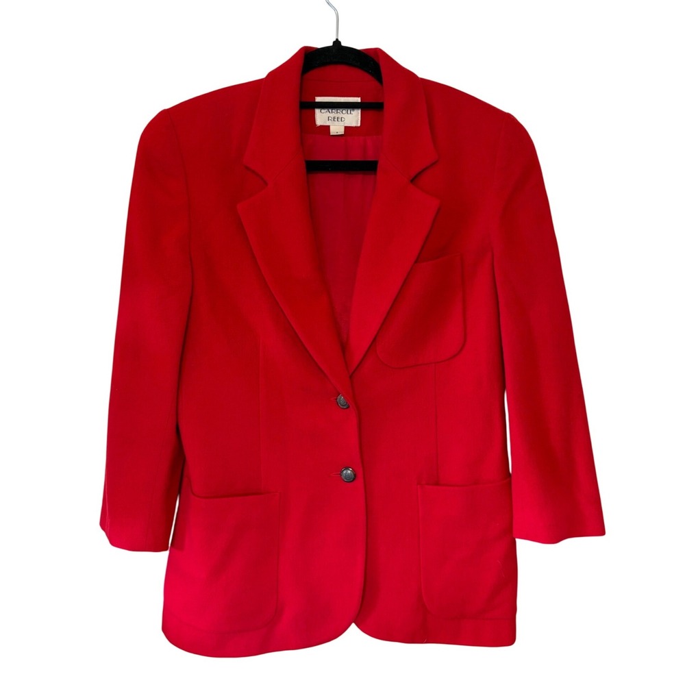 Carroll Reed Vintage Blazer Red Worsted Wool Crest Buttons Made in USA Size 4 Sm